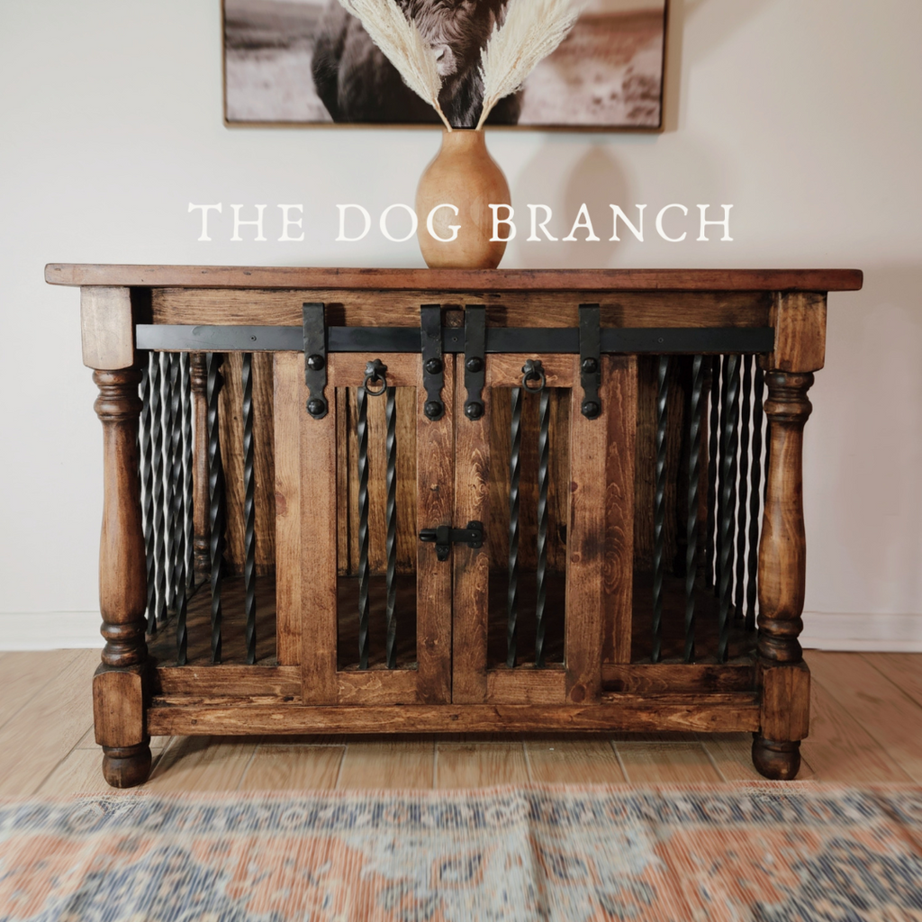 Custom dog crate rustic furniture double dog kennel order barn door cabinet thedogbranch.com - the fine rustic handcrafted - etsy custom dog kennels, solid wooden dog crate furniture