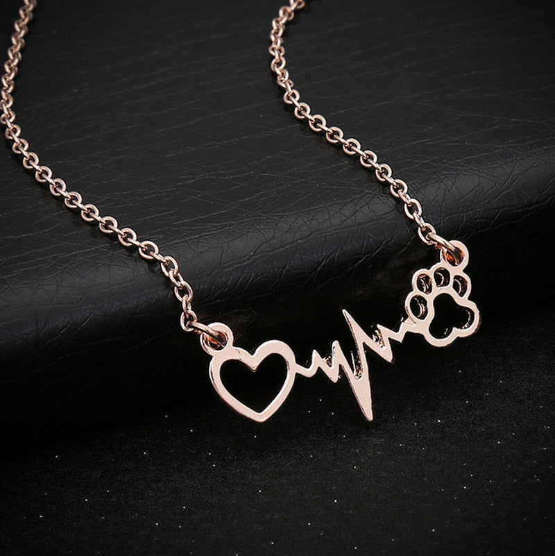 Creative ECG Dog Paw Print Love Necklace - For The Pupple
