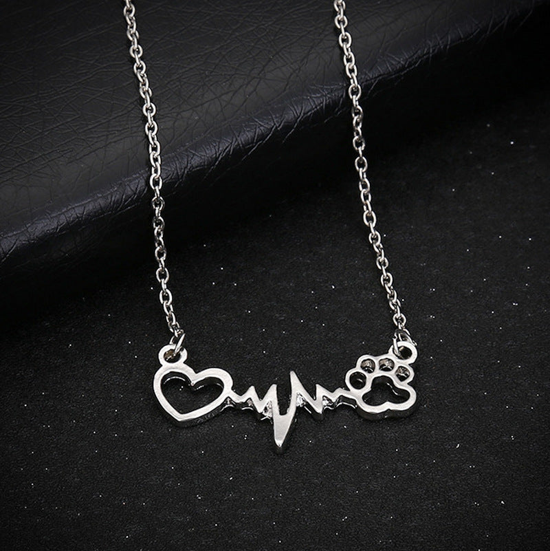 Creative ECG Dog Paw Print Love Necklace - For The Pupple