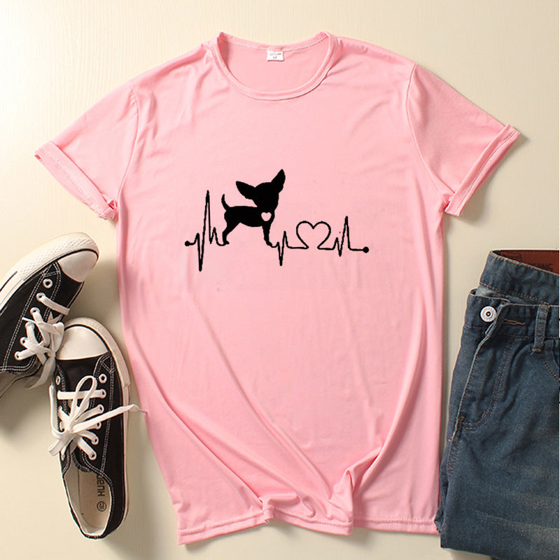 Dog Love Print Crew Neck T-shirt - For The Pupple