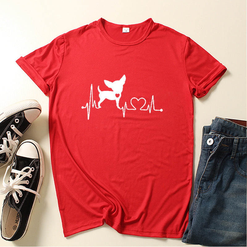 Dog Love Print Crew Neck T-shirt - For The Pupple