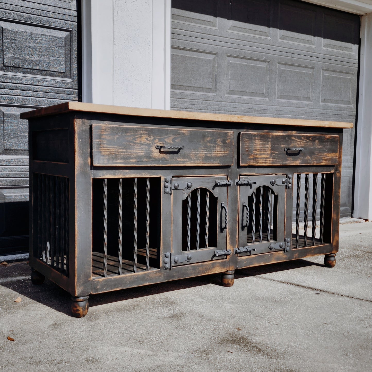 Best Seller Dog crate furniture - Rustic cottage collection - Distressed Black